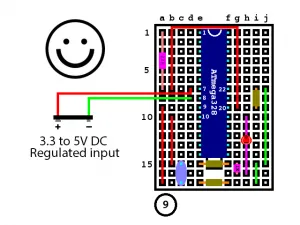 Bareduino powered up and running, by K.W. Melvin